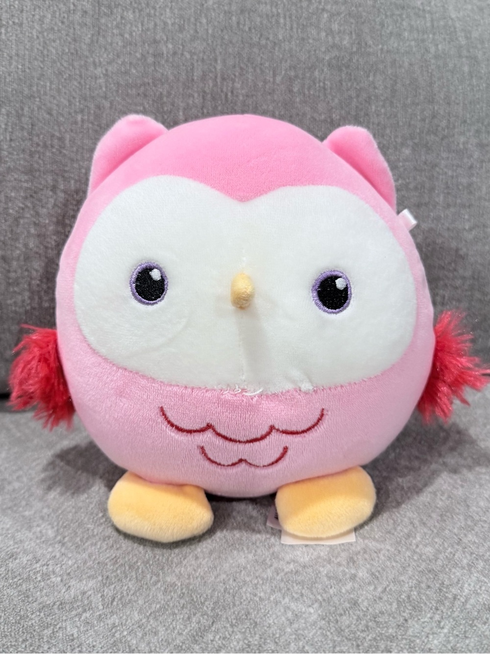 Animal Adventure Pink Owl Plush Round Valentine Red Tufts 2023 Soft Plushie